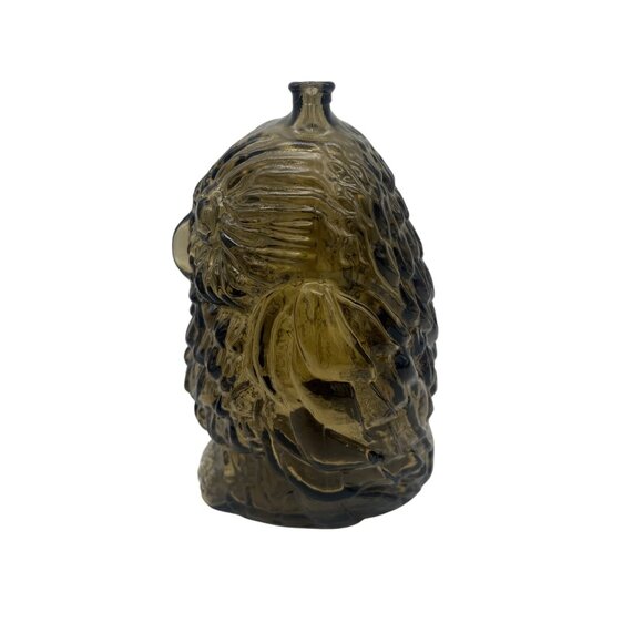 Vintage Wise Old Owl Amber Smoke Glass Coin Bank Figural 6.5" Tall - Picture 4 of 5